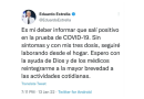 Eduardo Estrella informa dio positivo a la COVID-19